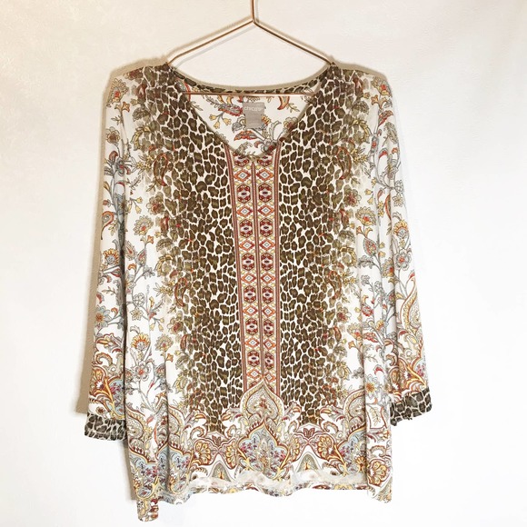 Chico's Tops - SOLD Chico’s floral leopard blouse size 1 medium